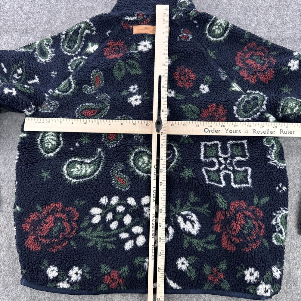 Kith Pinehurst Sherpa Fleece Jacket Mens XS Blue Paisley Snap Bomber - Picture 5 of 10